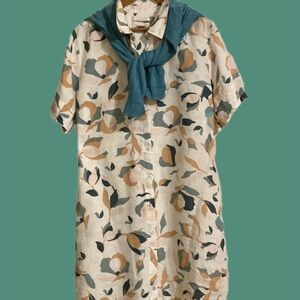 Rachel Zoe Linen Multicolor Shirtdress. Casual knee length. Size XL.